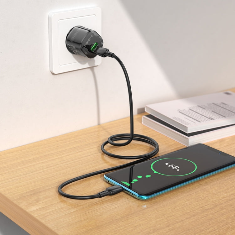 BOROFONE BN17 PD20W USB, USB-C / Type-C Charger, Plug Type:EU Plug(Black)