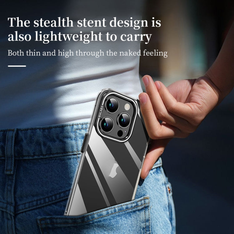For iPhone 16 Pro Max SULADA PC + Aluminum Alloy Lens Holder Phone Case(Black)