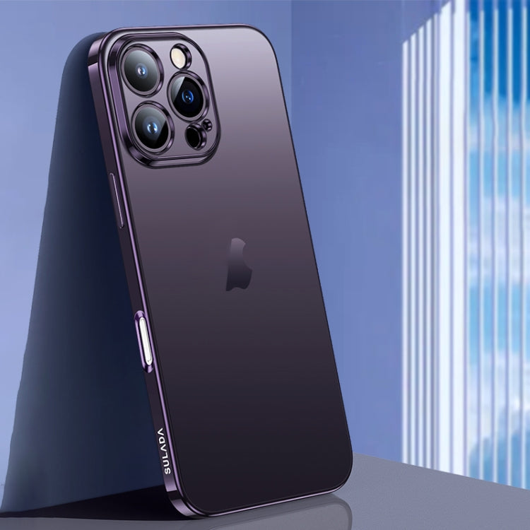 For iPhone 16 Pro SULADA Natural Color Series Electroplating Frosted TPU Phone Case(Dark Purple)