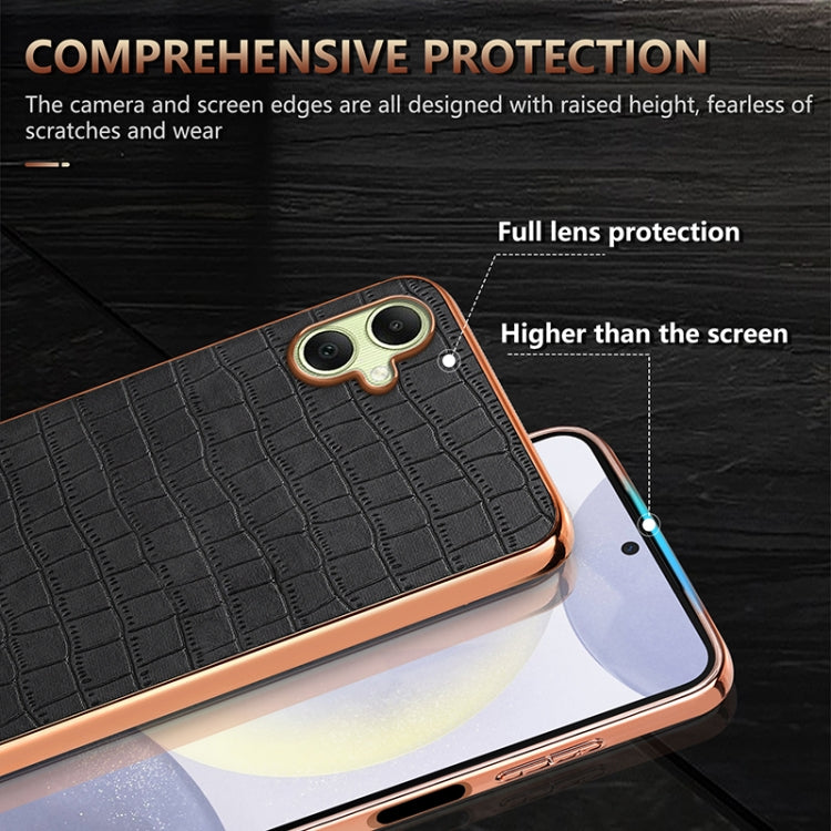 For Samsung Galaxy A06 4G AZNS Electroplated Frame Crocodile Texture Full Coverage Phone Case(Blue)