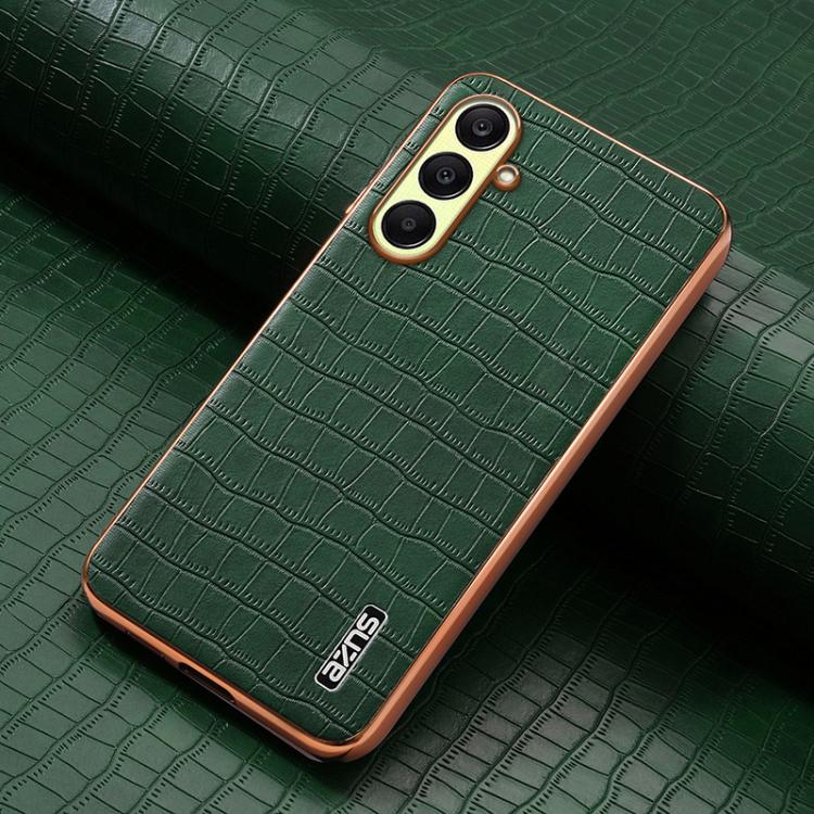 For Samsung Galaxy A26 5G AZNS Electroplated Frame Crocodile Texture Full Coverage Phone Case(Green)