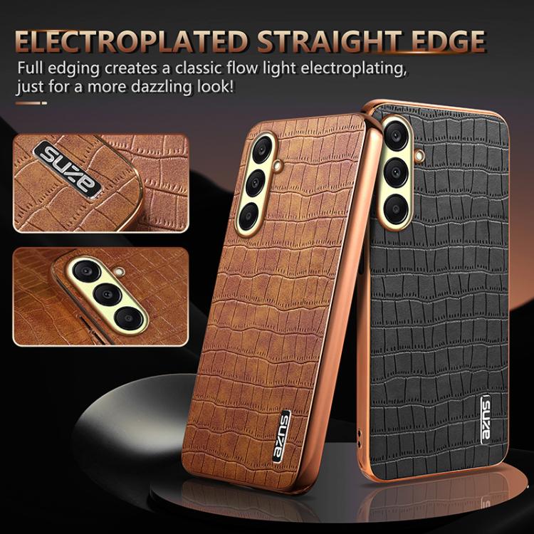 For Samsung Galaxy A26 5G AZNS Electroplated Frame Crocodile Texture Full Coverage Phone Case(Green)