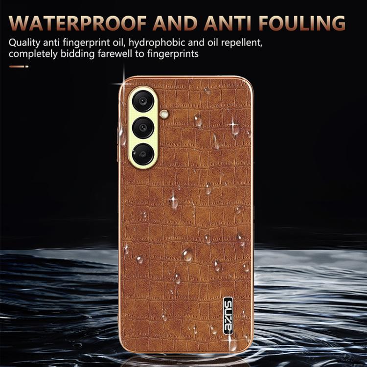 For Samsung Galaxy A26 5G AZNS Electroplated Frame Crocodile Texture Full Coverage Phone Case(White)