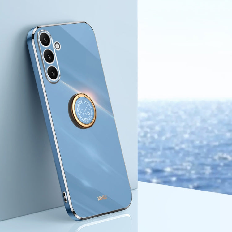 For Samsung Galaxy A16 5G XINLI Straight Edge 6D Electroplate TPU Phone Case with Ring Holder(Celestial Blue)