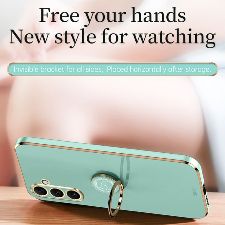 For Samsung Galaxy A16 5G XINLI Straight Edge 6D Electroplate TPU Phone Case with Ring Holder(Cherry Purple)