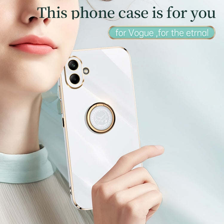 For Samsung Galaxy A06 4G XINLI Straight Edge 6D Electroplate TPU Phone Case with Ring Holder(Mint Green)