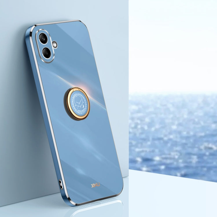 For Samsung Galaxy A06 4G XINLI Straight Edge 6D Electroplate TPU Phone Case with Ring Holder(Celestial Blue)