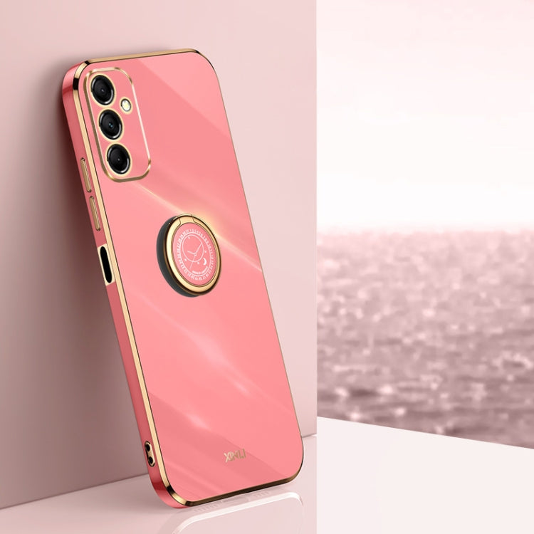 For Samsung Galaxy A35 5G XINLI Straight Edge 6D Electroplate TPU Phone Case with Ring Holder(Hawthorn Red)