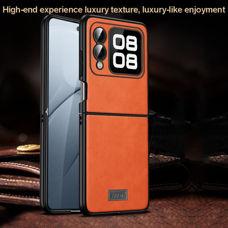 For Huawei nova Flip SULADA Shockproof TPU Hybrid Handmade Leather Phone Case(Brown)