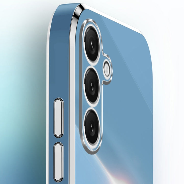 For Samsung Galaxy S25+ 5G XINLI Straight Edge 6D Electroplate TPU Phone Case with Ring Holder(Celestial Blue)
