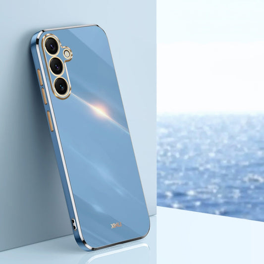 For Samsung Galaxy S25 5G XINLI Straight Edge 6D Electroplate TPU Phone Case(Celestial Blue)