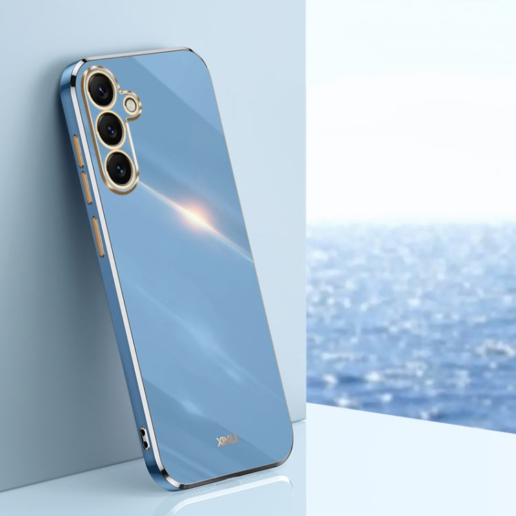 For Samsung Galaxy S25+ 5G XINLI Straight Edge 6D Electroplate TPU Phone Case(Celestial Blue)