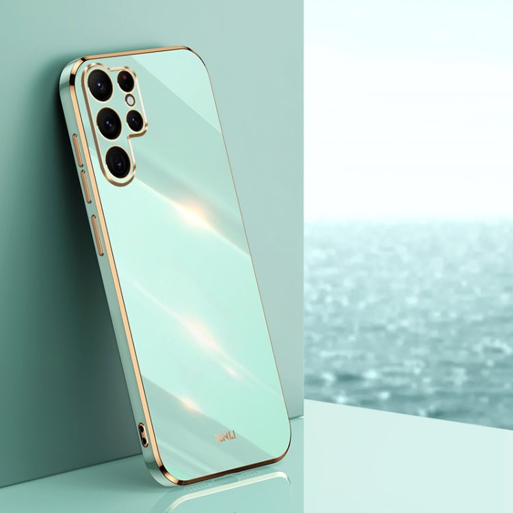 For Samsung Galaxy S25 Ultra 5G XINLI Straight Edge 6D Electroplate TPU Phone Case(Mint Green)
