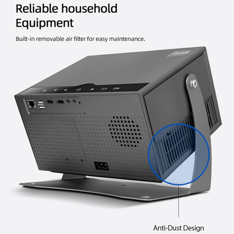 AUN A003 Pro 1920 x 1080P 350 Lumens Portable Home Theater LED HD Digital Projector, US Plug(Grey)