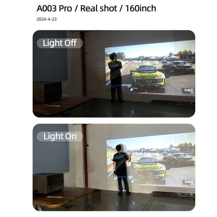 AUN A003 Pro 1920 x 1080P 350 Lumens Portable Home Theater LED HD Digital Projector, UK Plug(Grey)