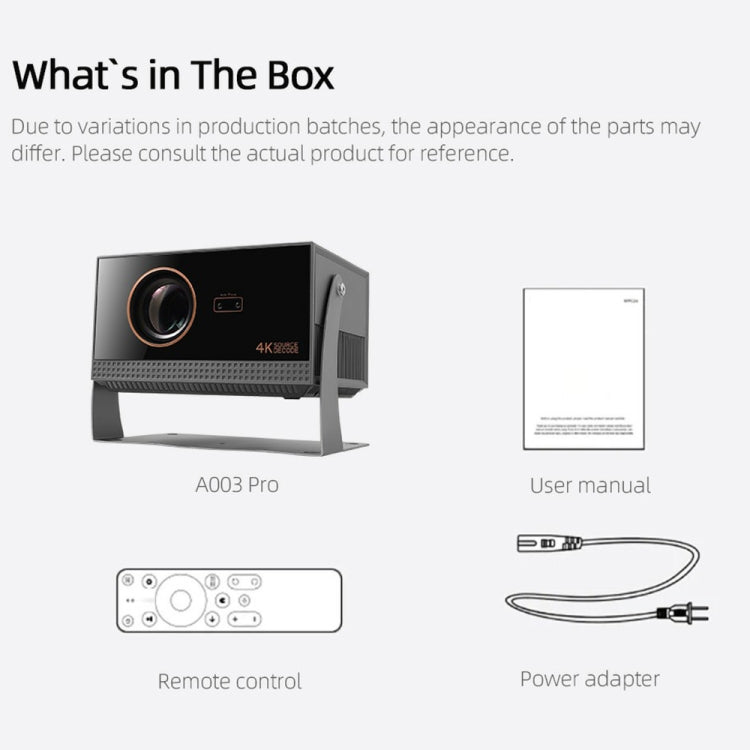 AUN A003 Pro 1920 x 1080P 350 Lumens Portable Home Theater LED HD Digital Projector, US Plug(Grey)