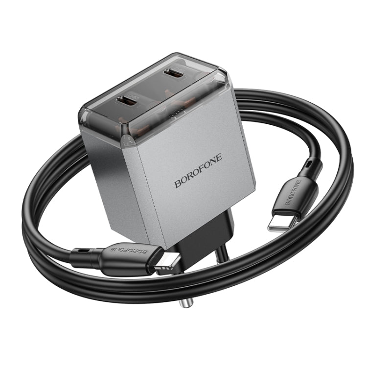 BOROFONE BN21 PD 40W 2 Type-C Charger with 1m Type-C to 8 Pin Cable Set, For:EU Plug(Tarnish)
