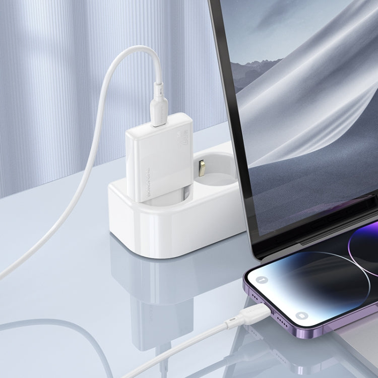 BOROFONE BN23 PD 20W Type-C Charger with 1m Type-C to 8 Pin Cable Set, Plug Type:EU Plug(White)