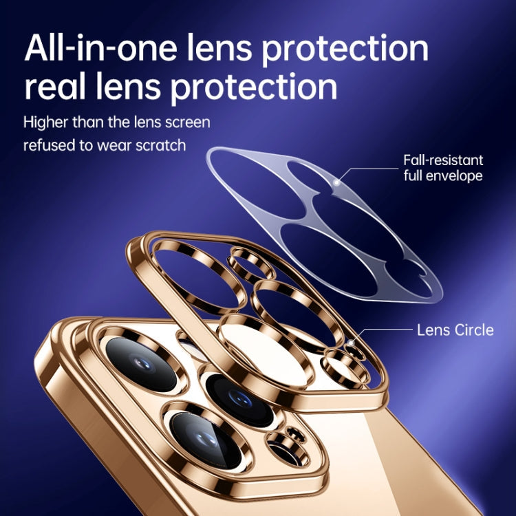 For iPhone 16 Pro SULADA Shine Through Series Plating TPU Transparent Phone Case(Titanium Blue)