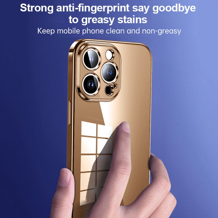 For iPhone 16 SULADA Shine Through Series Plating TPU Transparent Phone Case(Gold)