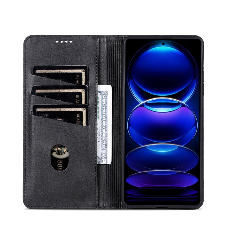 For Samsung Galaxy A16 5G AZNS Magnetic Calf Texture Flip Leather Phone Case(Black)