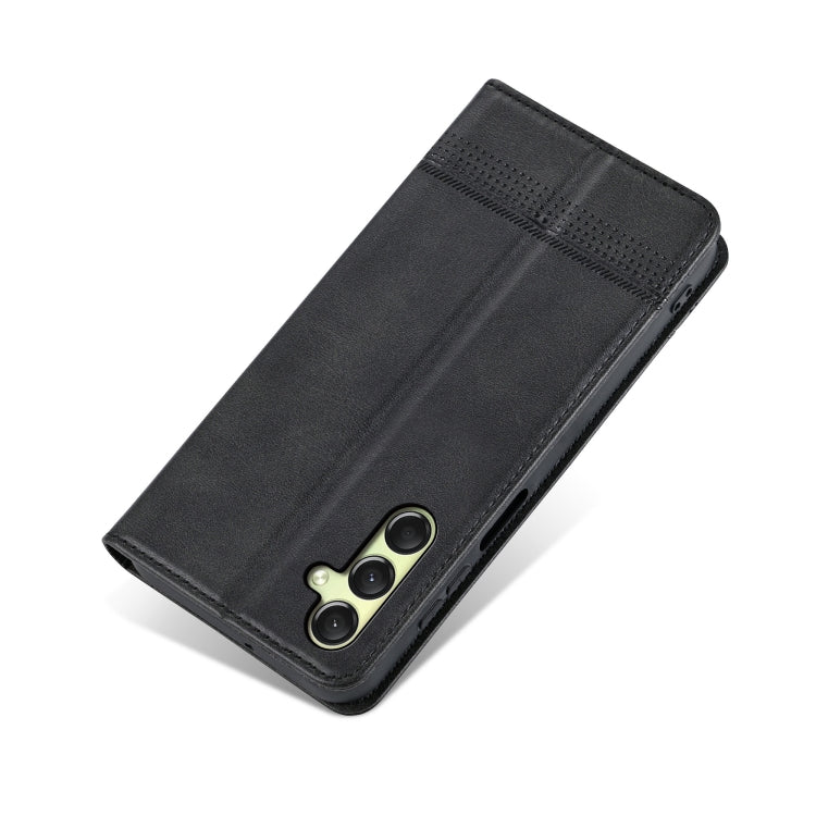 For Samsung Galaxy A16 5G AZNS Magnetic Calf Texture Flip Leather Phone Case(Black)