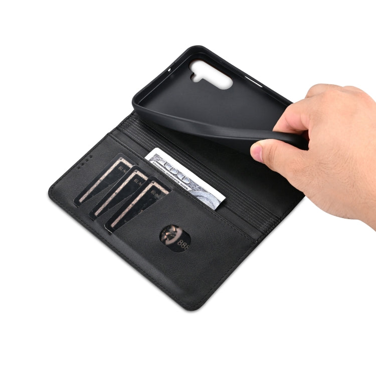 For Samsung Galaxy A16 5G AZNS Magnetic Calf Texture Flip Leather Phone Case(Black)