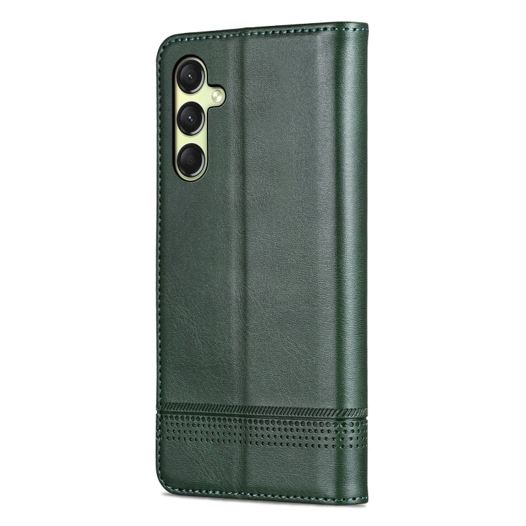 For Samsung Galaxy A16 5G AZNS Magnetic Calf Texture Flip Leather Phone Case(Dark Green)