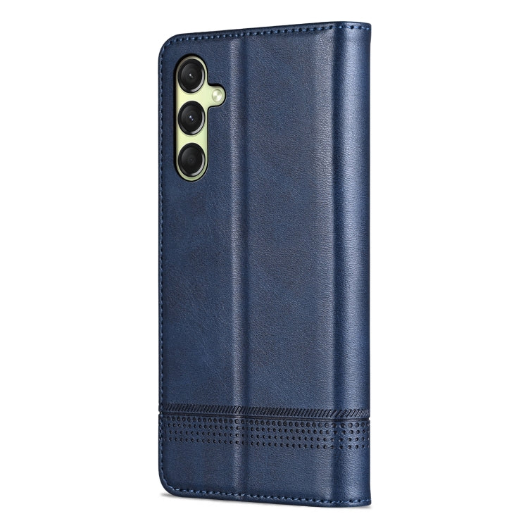 For Samsung Galaxy A16 5G AZNS Magnetic Calf Texture Flip Leather Phone Case(Dark Blue)