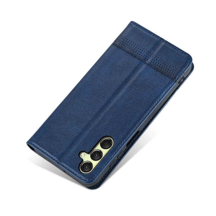 For Samsung Galaxy A16 5G AZNS Magnetic Calf Texture Flip Leather Phone Case(Dark Blue)