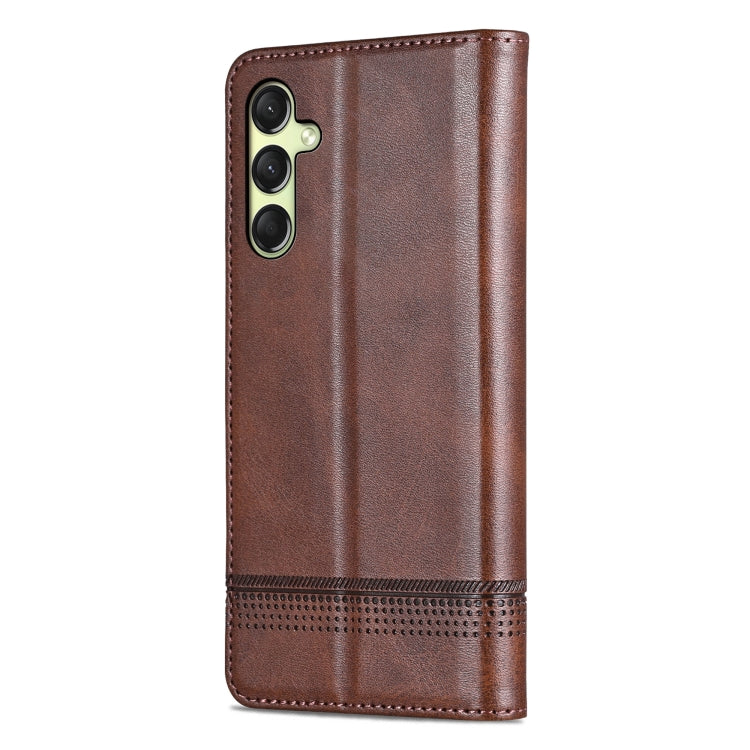 For Samsung Galaxy A16 5G AZNS Magnetic Calf Texture Flip Leather Phone Case(Dark Brown)