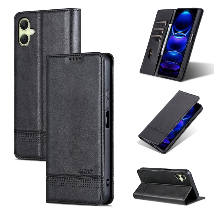 For Samsung Galaxy A06 4G AZNS Magnetic Calf Texture Flip Leather Phone Case(Black)