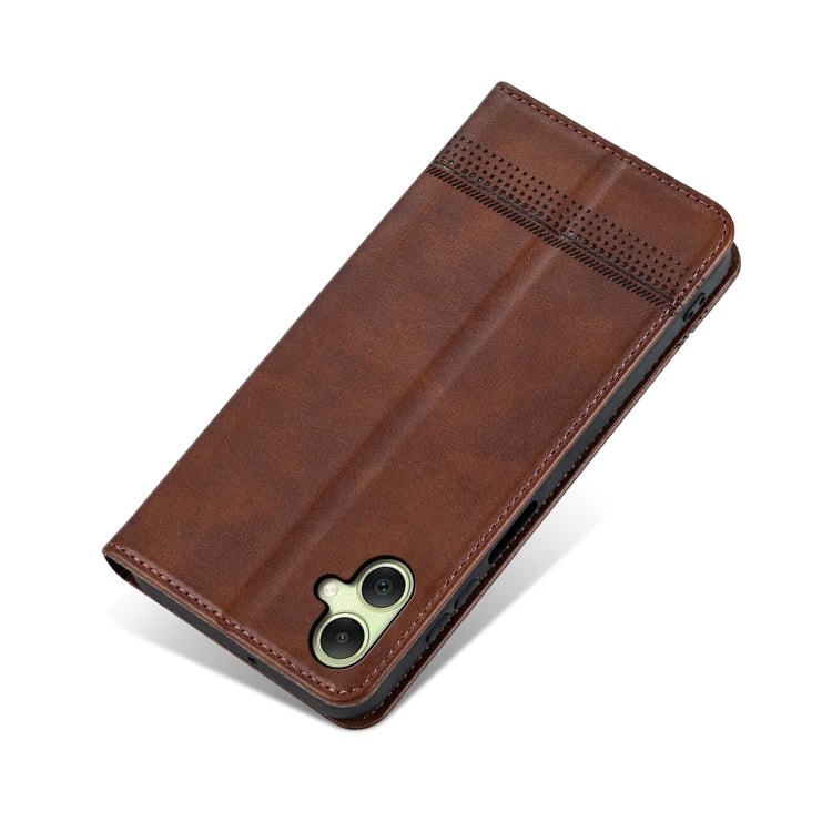 For Samsung Galaxy A06 4G AZNS Magnetic Calf Texture Flip Leather Phone Case(Dark Brown)