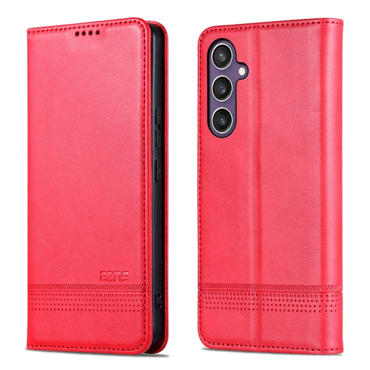 For Samsung Galaxy A36 5G AZNS Magnetic Calf Texture Flip Leather Phone Case(Red)