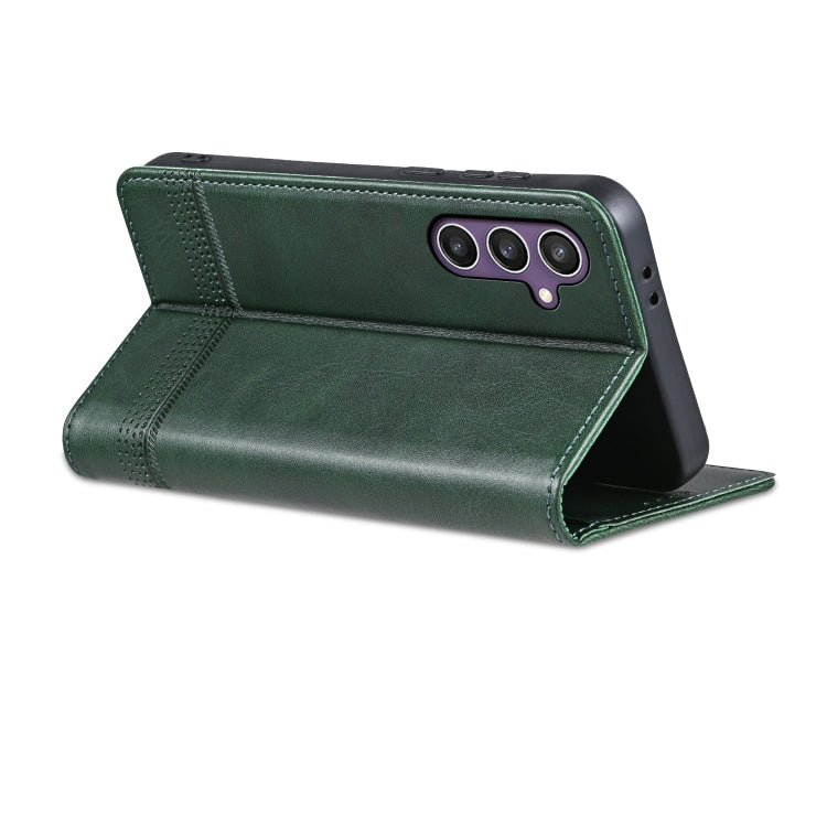 For Samsung Galaxy A36 5G AZNS Magnetic Calf Texture Flip Leather Phone Case(Dark Green)