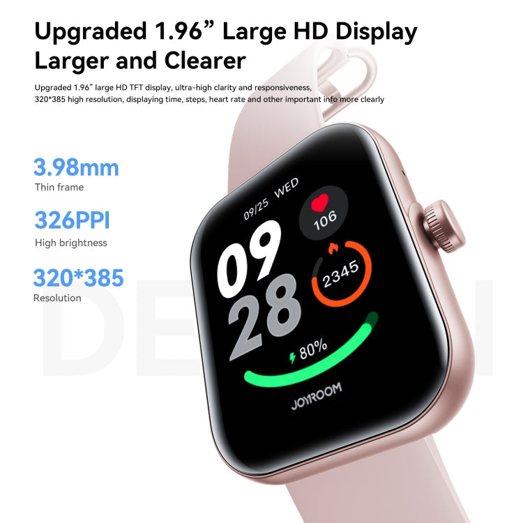 JOYROOM JR-FT5 Plus Fit-life Series Smart Watch, 1.96 inch Screen, Support BT Call / Heart Rate(Rose Gold)
