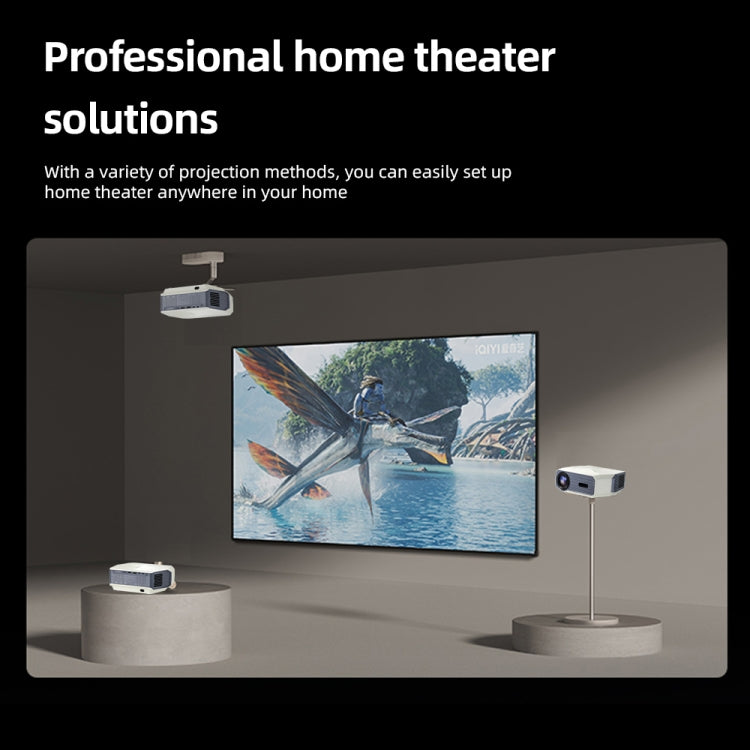 AUN A004 Pro 1920 x 1080P 9000Lumen Android 9.0 Portable LCD Projector, US Plug(White)