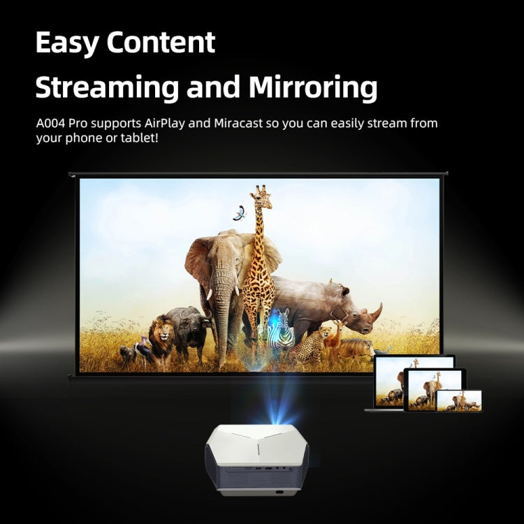 AUN A004 Pro 1920 x 1080P 9000Lumen Android 9.0 Portable LCD Projector, UK Plug(White)