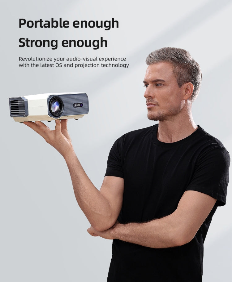 AUN A004 Pro 1920 x 1080P 9000Lumen Android 9.0 Portable LCD Projector, UK Plug(White)