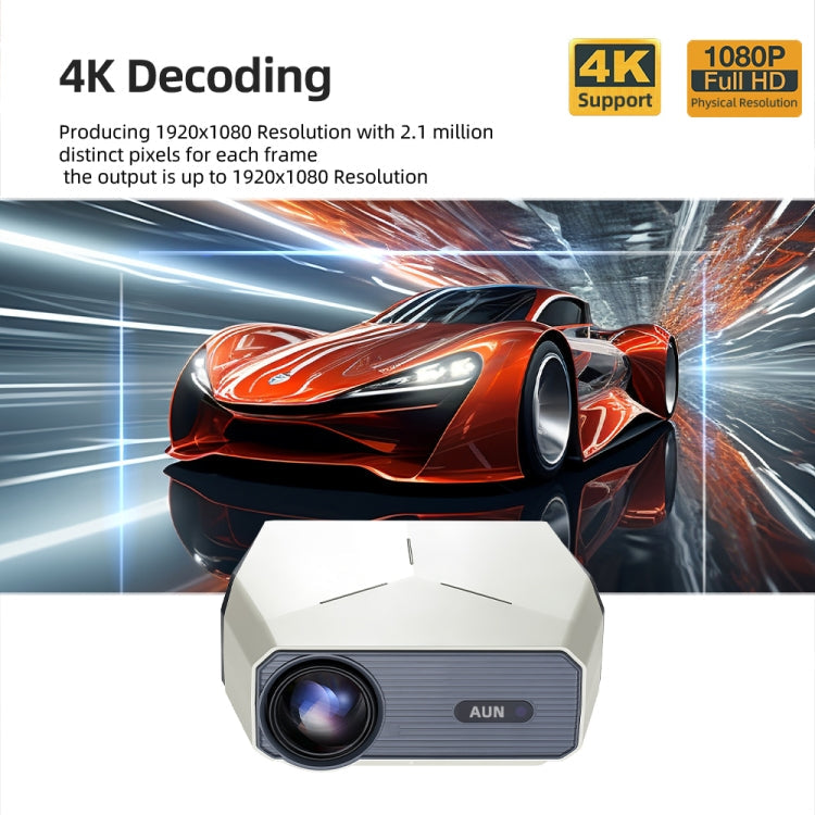 AUN A004 Pro 1920 x 1080P 9000Lumen Android 9.0 Portable LCD Projector, UK Plug(White)