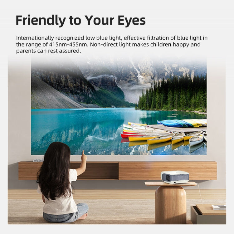 AUN A004 Pro 1920 x 1080P 9000Lumen Android 9.0 Portable LCD Projector, UK Plug(White)