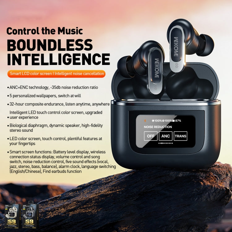 WK Beluga S9 Smart Color Screen True Wireless Noise Reduction Bluetooth Earphone(Grey)