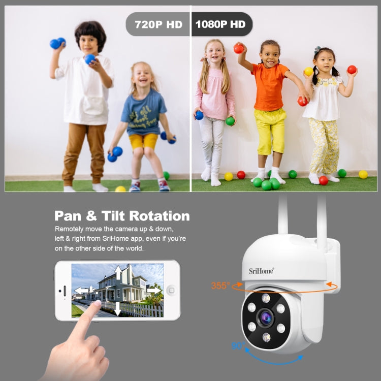 SriHome SH061 2MP 2.4G WiFi AI Humanoid Tracking Infrared Night Vision Camera(EU Plug)