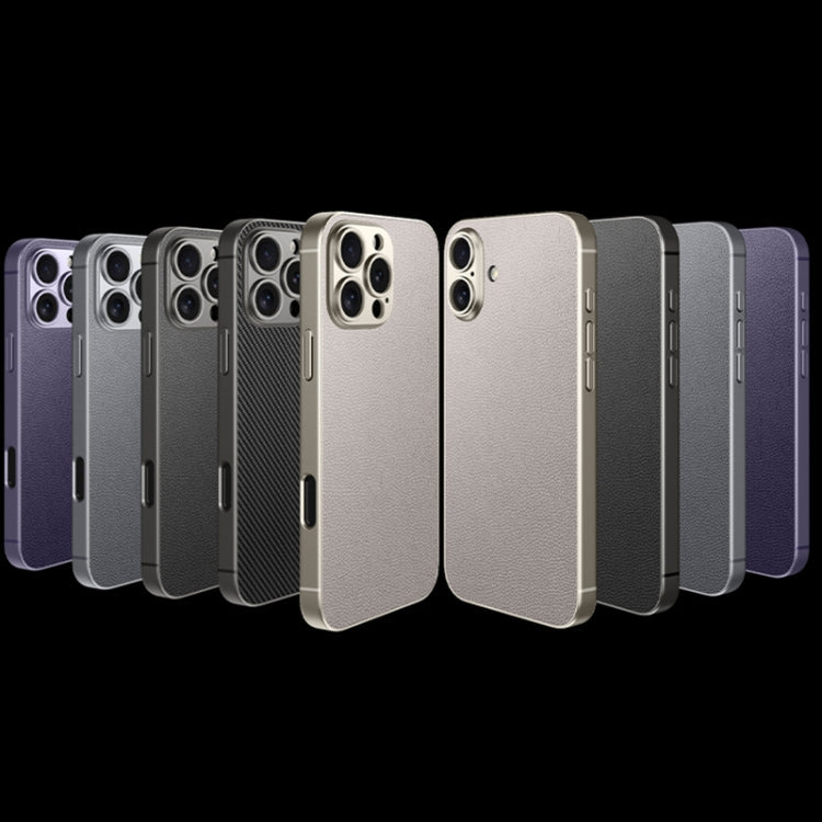 For iPhone 16 GKK Metal Paint Skin Feel Leather Full Coverage Phone Case(Titanium Grey)