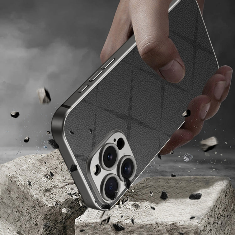 For iPhone 16 GKK Asterism Metal Paint Skin Feel Leather Full Coverage Phone Case(Black)
