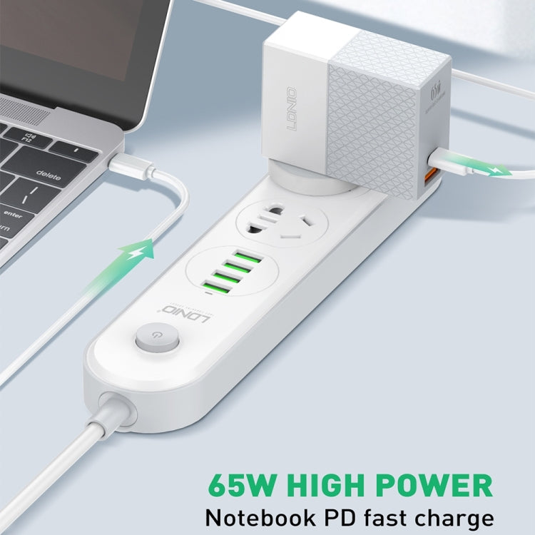 LDNIO A2620C PD3.0 65W USB Power Adapter Travel Charger with Type-C to Type-C Cable, UK Plug