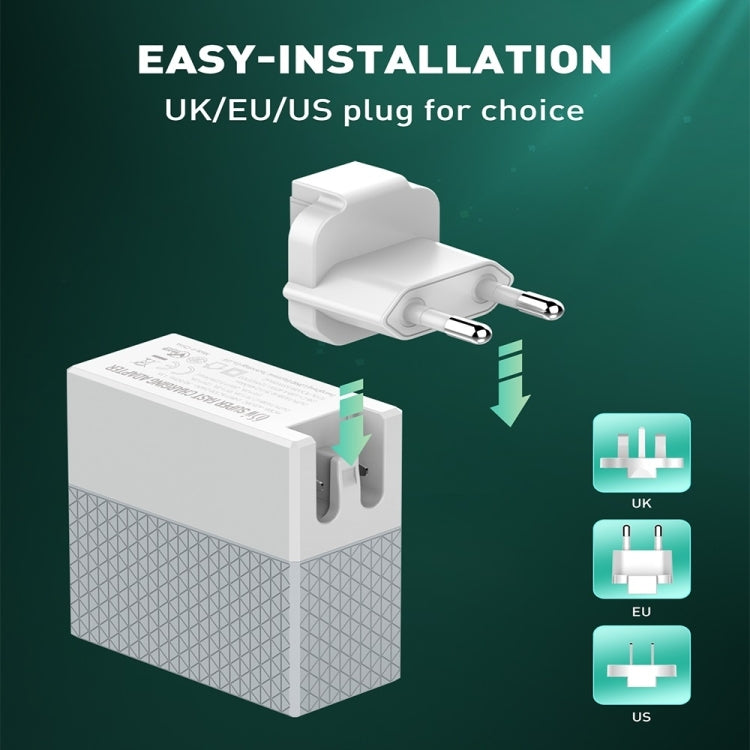 LDNIO A2620C PD3.0 65W USB Power Adapter Travel Charger with Type-C to Type-C Cable, UK Plug
