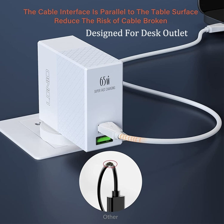 LDNIO A2620C PD3.0 65W USB Power Adapter Travel Charger with Type-C to Type-C Cable, UK Plug