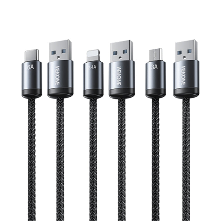 WK WDC-32a Raython Gen2 1m 6A USB to Type-C Fast Charging Data Cable(Black)