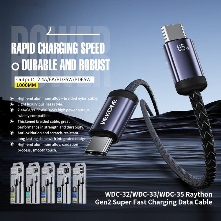 WK WDC-32m Raython Gen2 1m 3A USB to Micro USB Fast Charging Data Cable(Black)